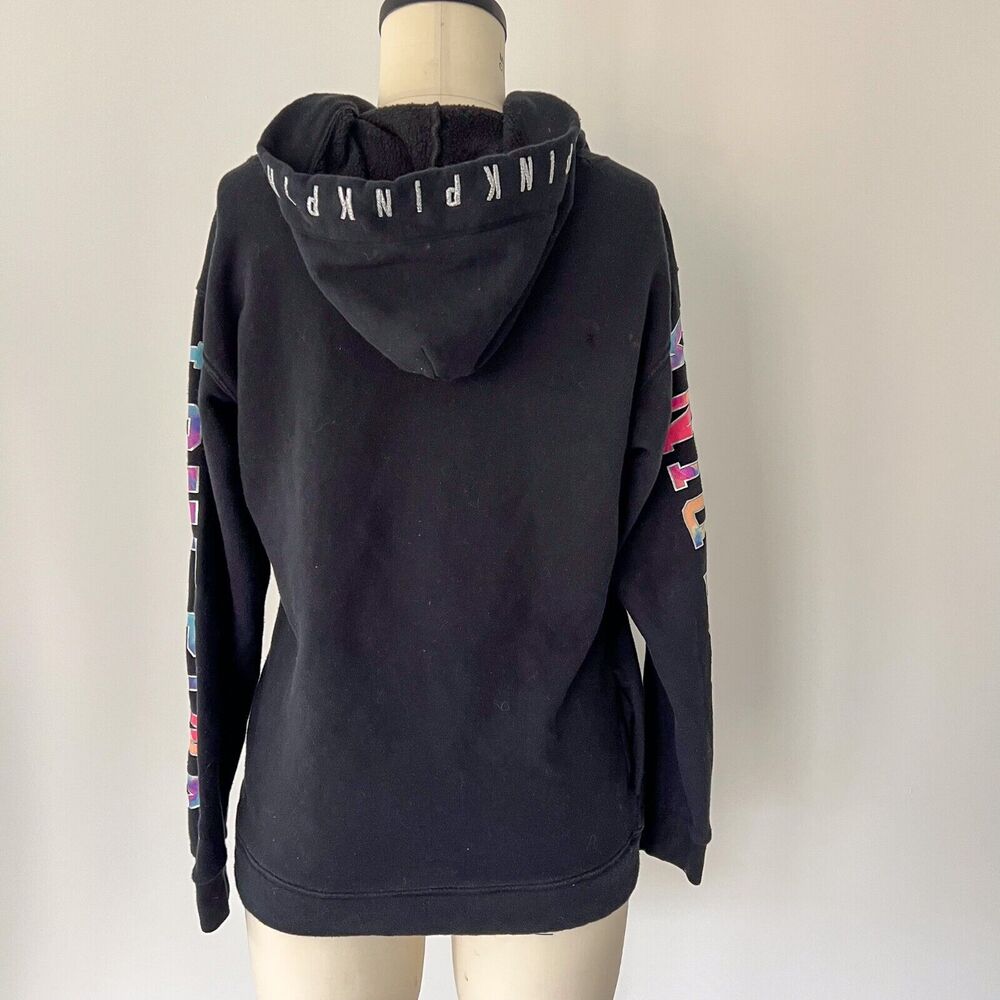 PINK Victorias Secret Womens Size XS Water Color Sequin Logo Bling Hoodie Rare - Picture 5 of 11